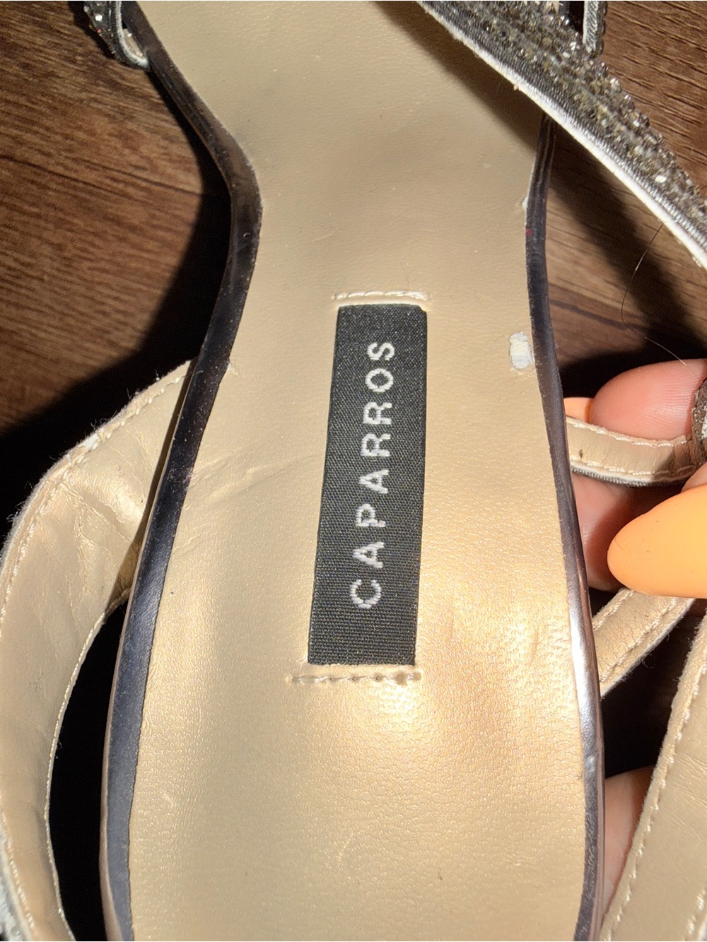 Caparros Silver Rhinestone Slingback Heels - Picture 8 of 9